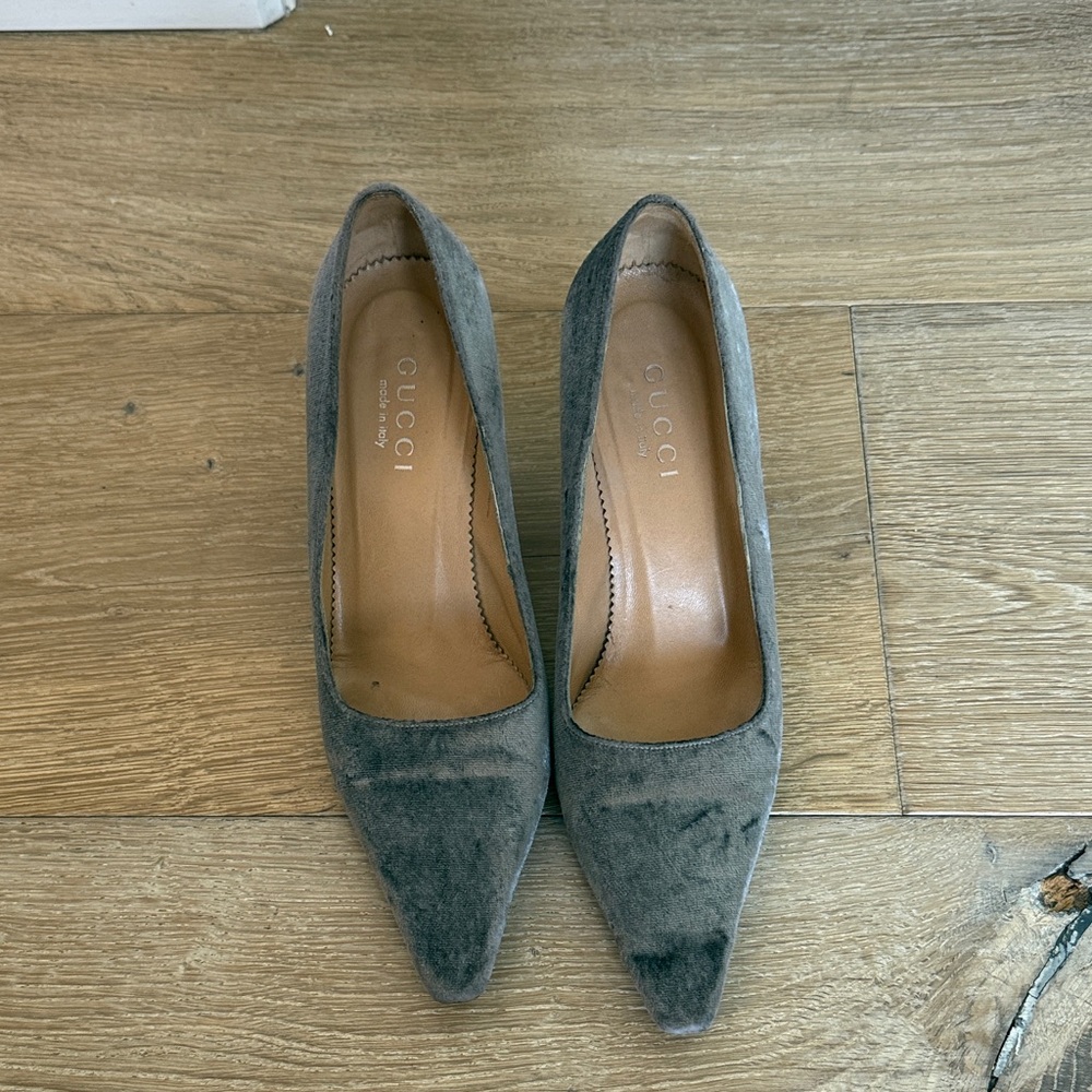 Gucci Gray Velvet Women's Heels